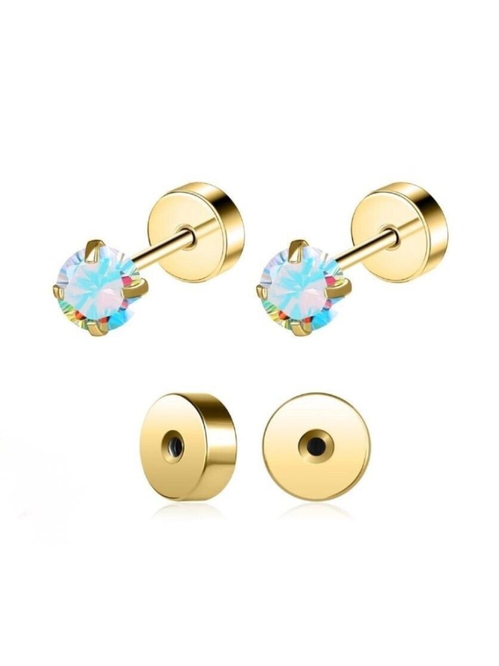 Los Angeles Boutique Mini Tiny Dainty Round Stud Earrings Simple Flat Back NEW